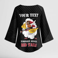 Personalized Tuskegee Airmen Red Tails Kimono Sleeve Blouse 301st Fighter Squadron - Black - Wonder Print Shop