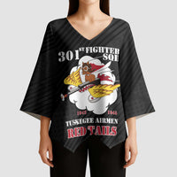 Personalized Tuskegee Airmen Red Tails Kimono Sleeve Blouse 301st Fighter Squadron - Black - Wonder Print Shop