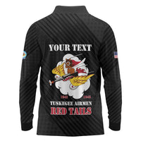 Personalized Tuskegee Airmen Red Tails Long Sleeve Polo Shirt 301st Fighter Squadron - Black - Wonder Print Shop
