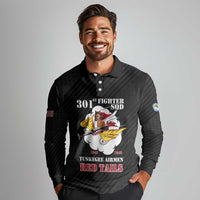 Personalized Tuskegee Airmen Red Tails Long Sleeve Polo Shirt 301st Fighter Squadron - Black - Wonder Print Shop