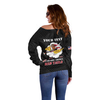 Personalized Tuskegee Airmen Red Tails Off Shoulder Sweater 301st Fighter Squadron - Black - Wonder Print Shop