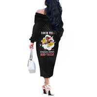 Personalized Tuskegee Airmen Red Tails Off The Shoulder Long Sleeve Dress 301st Fighter Squadron - Black - Wonder Print Shop