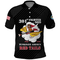Personalized Tuskegee Airmen Red Tails Polo Shirt 301st Fighter Squadron - Black - Wonder Print Shop