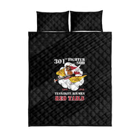 Tuskegee Airmen Red Tails Quilt Bed Set 301st Fighter Squadron - Black - Wonder Print Shop