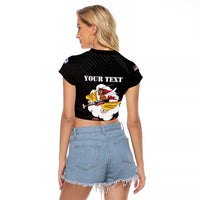 Personalized Tuskegee Airmen Red Tails Raglan Cropped T Shirt 301st Fighter Squadron - Black - Wonder Print Shop