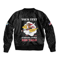 Personalized Tuskegee Airmen Red Tails Sleeve Zip Bomber Jacket 301st Fighter Squadron - Black - Wonder Print Shop