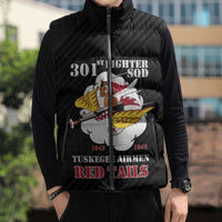 Personalized Tuskegee Airmen Red Tails Sleeveless Puffer Jacket 301st Fighter Squadron - Black - Wonder Print Shop