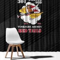 Tuskegee Airmen Red Tails Window Curtain 301st Fighter Squadron - Black - Wonder Print Shop