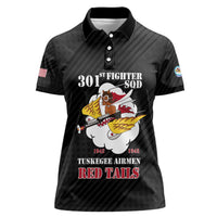 Personalized Tuskegee Airmen Red Tails Women Polo Shirt 301st Fighter Squadron - Black - Wonder Print Shop