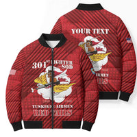 Personalized Tuskegee Airmen Red Tails Bomber Puffer Jacket 301st Fighter Squadron - Red - Wonder Print Shop