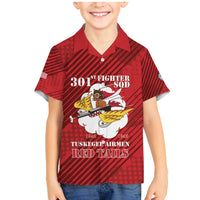 Personalized Tuskegee Airmen Red Tails Family Matching Mermaid Dress and Hawaiian Shirt 301st Fighter Squadron - Red - Wonder Print Shop
