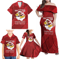 Personalized Tuskegee Airmen Red Tails Family Matching Off Shoulder Maxi Dress and Hawaiian Shirt 301st Fighter Squadron - Red - Wonder Print Shop