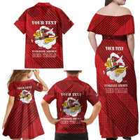 Personalized Tuskegee Airmen Red Tails Family Matching Off Shoulder Maxi Dress and Hawaiian Shirt 301st Fighter Squadron - Red - Wonder Print Shop