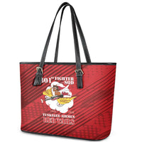 Tuskegee Airmen Red Tails Leather Tote Bag 301st Fighter Squadron - Red - Wonder Print Shop