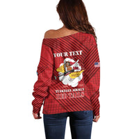 Personalized Tuskegee Airmen Red Tails Off Shoulder Sweater 301st Fighter Squadron - Red - Wonder Print Shop
