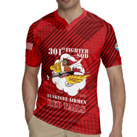 Personalized Tuskegee Airmen Red Tails Rugby Jersey 301st Fighter Squadron - Red - Wonder Print Shop