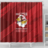 Tuskegee Airmen Red Tails Shower Curtain 301st Fighter Squadron - Red - Wonder Print Shop