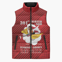 Personalized Tuskegee Airmen Red Tails Sleeveless Puffer Jacket 301st Fighter Squadron - Red - Wonder Print Shop