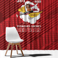 Tuskegee Airmen Red Tails Window Curtain 301st Fighter Squadron - Red - Wonder Print Shop
