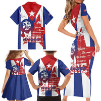 Cuba Liberation Day Family Matching Short Sleeve Bodycon Dress and Hawaiian Shirt Che Guevara Revolution - Wonder Print Shop