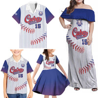Custom Cuba Baseball Family Matching Off Shoulder Maxi Dress and Hawaiian Shirt Sporty Style - Wonder Print Shop