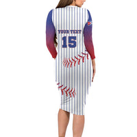 Custom Cuba Baseball Long Sleeve Bodycon Dress Sporty Style - Wonder Print Shop
