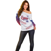 Custom Cuba Baseball Off Shoulder Sweater Sporty Style - Wonder Print Shop