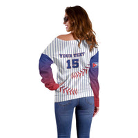 Custom Cuba Baseball Off Shoulder Sweater Sporty Style - Wonder Print Shop
