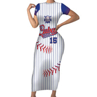 Custom Cuba Baseball Short Sleeve Bodycon Dress Sporty Style - Wonder Print Shop