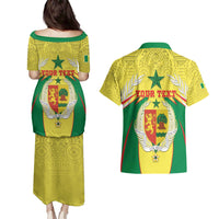 Personalised Senegal Couples Matching Puletasi and Hawaiian Shirt Coat Of Arms Mix African Pattern - Wonder Print Shop