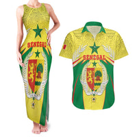Personalised Senegal Couples Matching Tank Maxi Dress and Hawaiian Shirt Coat Of Arms Mix African Pattern - Wonder Print Shop