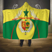 Personalised Senegal Hooded Blanket Coat Of Arms Mix African Pattern