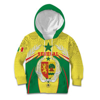 Personalised Senegal Kid Hoodie Coat Of Arms Mix African Pattern - Wonder Print Shop