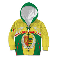 Personalised Senegal Kid Hoodie Coat Of Arms Mix African Pattern - Wonder Print Shop