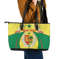 Personalised Senegal Leather Tote Bag Coat Of Arms Mix African Pattern - Wonder Print Shop