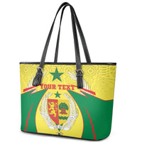 Personalised Senegal Leather Tote Bag Coat Of Arms Mix African Pattern - Wonder Print Shop