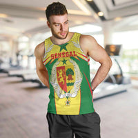Personalised Senegal Men Tank Top Coat Of Arms Mix African Pattern - Wonder Print Shop