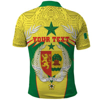 Personalised Senegal Polo Shirt Coat Of Arms Mix African Pattern - Wonder Print Shop