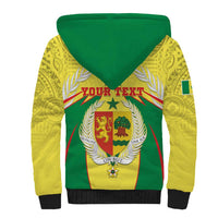Personalised Senegal Sherpa Hoodie Coat Of Arms Mix African Pattern - Wonder Print Shop
