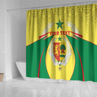 Personalised Senegal Shower Curtain Coat Of Arms Mix African Pattern