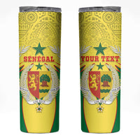 Personalised Senegal Skinny Tumbler Coat Of Arms Mix African Pattern - Wonder Print Shop