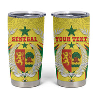 Personalised Senegal Tumbler Cup Coat Of Arms Mix African Pattern - Wonder Print Shop