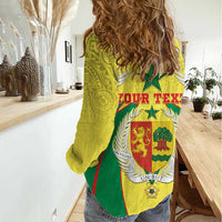 Personalised Senegal Women Casual Shirt Coat Of Arms Mix African Pattern - Wonder Print Shop