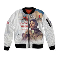 Tuskegee Airmen Red Tails Sleeve Zip Bomber Jacket Brave Enough to Fight - Wonder Print Shop