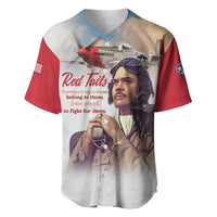 Tuskegee Airmen Red Tails Baseball Jersey Red - Brave Enough to Fight - Wonder Print Shop