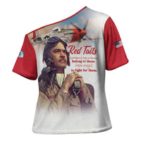 Tuskegee Airmen Red Tails Cross Shoulder Shirt Red - Brave Enough to Fight - Wonder Print Shop