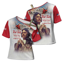 Tuskegee Airmen Red Tails Cross Shoulder Shirt Red - Brave Enough to Fight - Wonder Print Shop