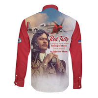 Tuskegee Airmen Red Tails Long Sleeve Button Shirt Red - Brave Enough to Fight - Wonder Print Shop