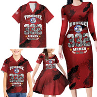 85 Years of Tuskegee Airmen Family Matching Long Sleeve Bodycon Dress and Hawaiian Shirt 332nd Fighter Group Red Tails - Wonder Print Shop