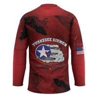 85 Years of Tuskegee Airmen Hockey Jersey 332nd Fighter Group Red Tails - Wonder Print Shop